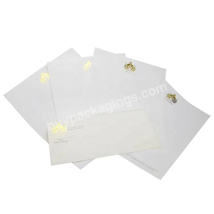 Custom 100gsm stationery printing luxury gold foil letterhead envelope set