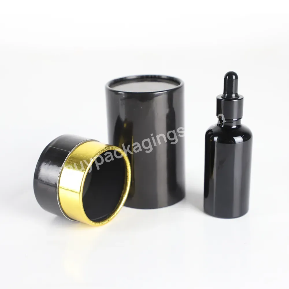 Custom 10ml 50ml 100ml Black Essential Oil Packaging Bottles Empty Color Frosted Glass Cosmetic Containers For Skin Care Serum
