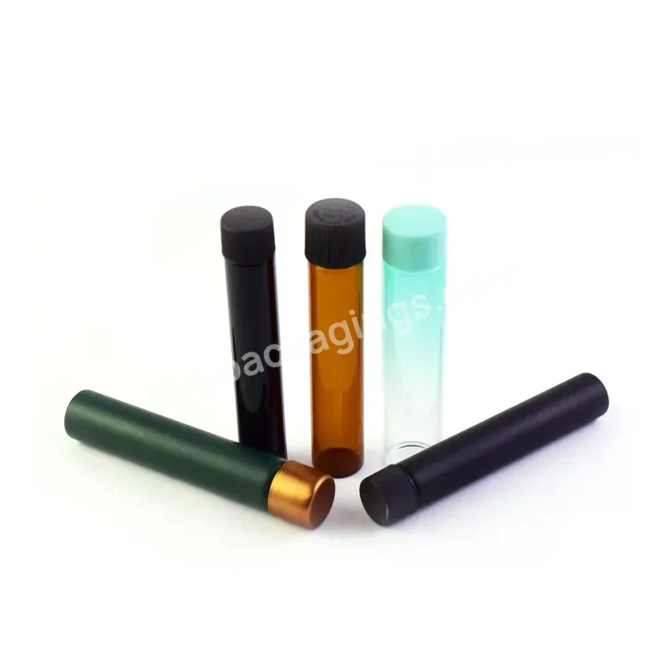 Custom 110mm 115mm 120mm Child Resistant Airtight Smell Proof Vial Storage Container Glass Test Tubes With Screw W/ Black Cap