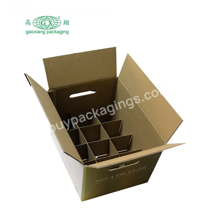 Custom 12 Pack Compartment Wine And Beverage Packaging Corrugated Carton Recycled Shipping Box With Logo