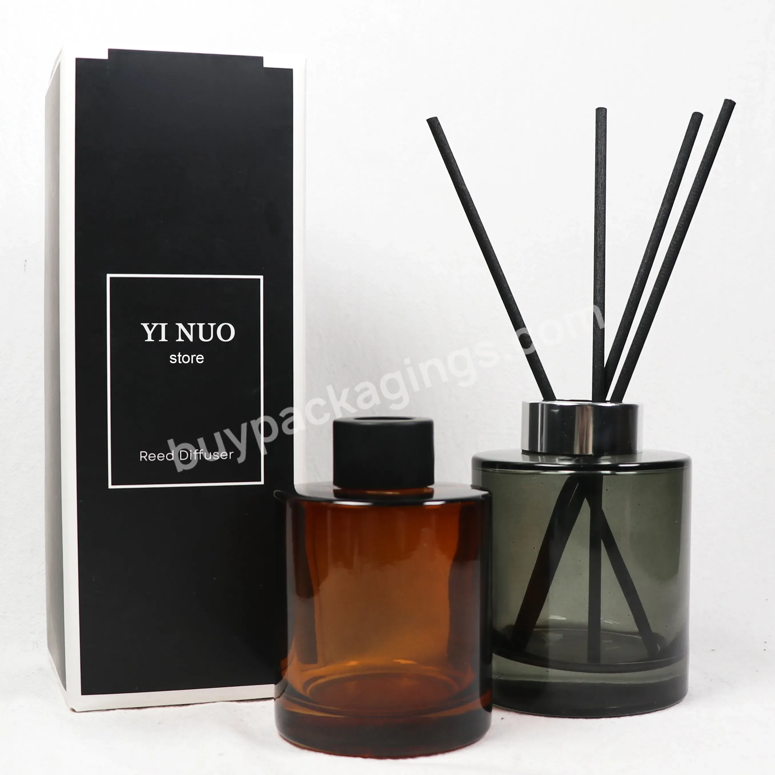 Custom 120ml Amber Glass Diffuser Bottles Aromatherapy Jars Empty Grey Reed Refillable Bottles