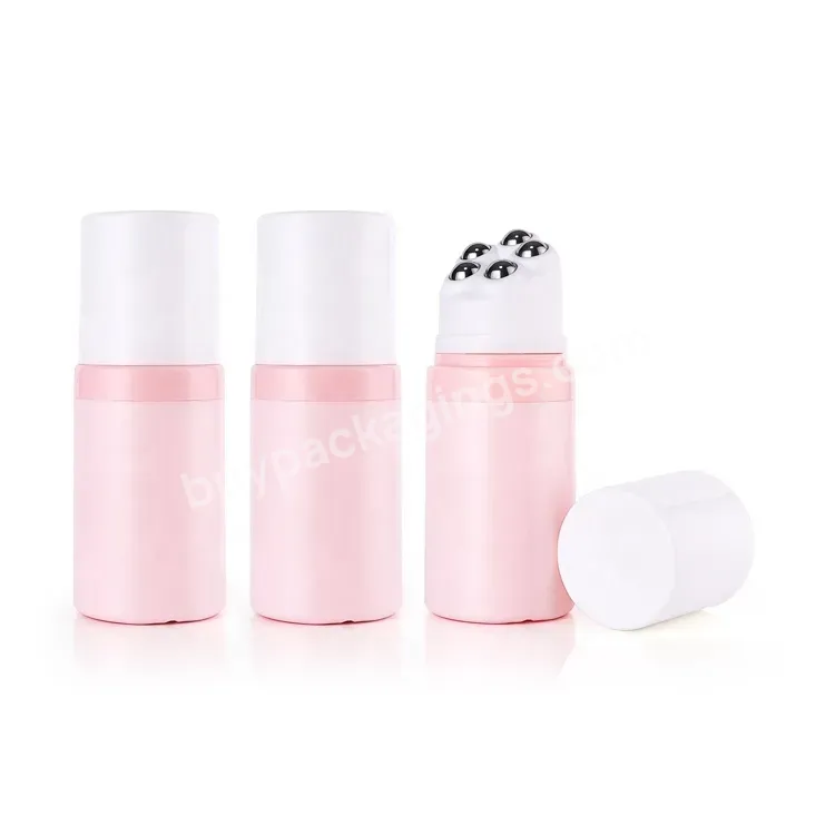 Custom 120ml White Pink Roll On Bottle Empty Pe Plastic Bottle Essential Oil Metal Roller Ball Plastic Packing