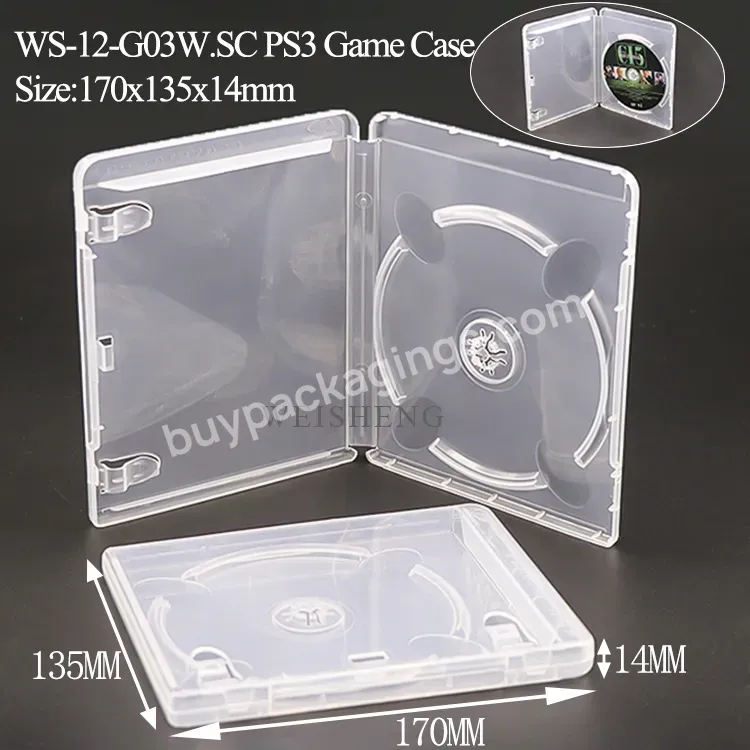 Custom 14mm Clear Plastic Box Cd Dvd Disc Storage Flat Cover Single Disc Game Box For Ps4 Ps5 Ps3 Playstation 3 4 5 Slim Pro