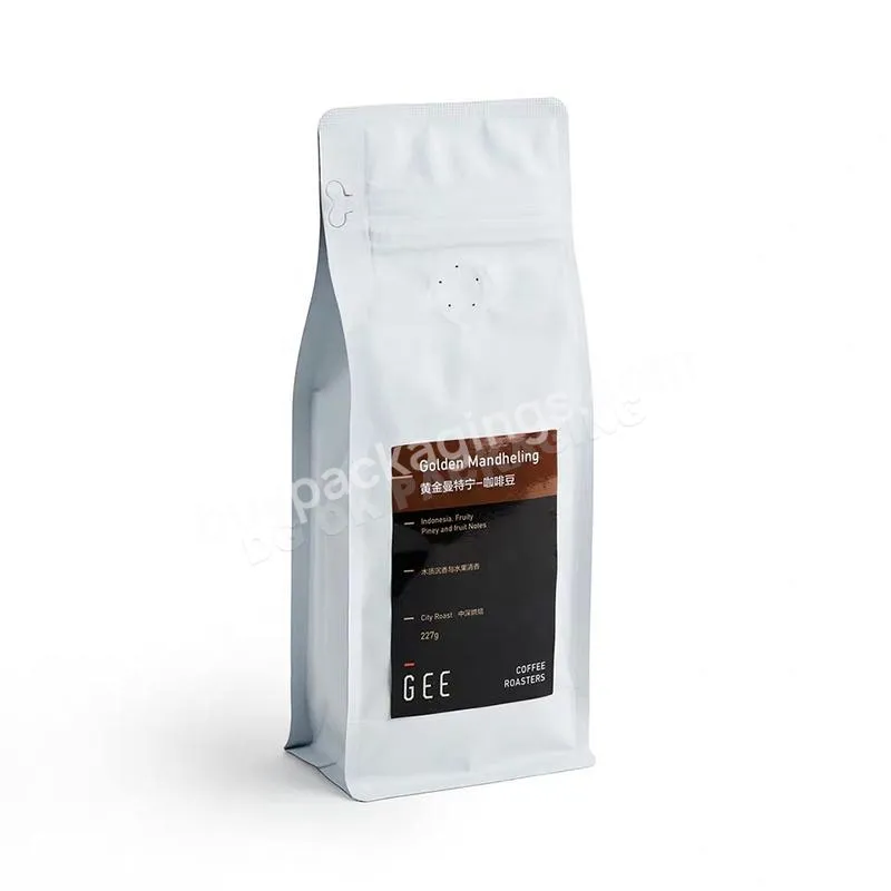 Custom 150g 250g Stand Up 8 Side Gussetted Flat Bottom Kraft Paper Biodegradable Resealable Coffee Packaging Bags With Valve