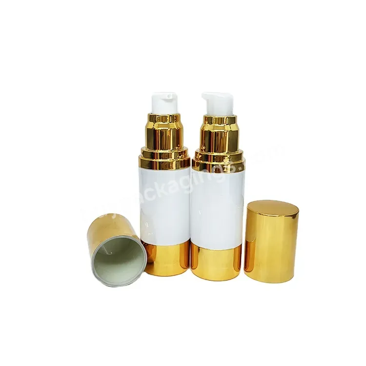 Custom 15/30/50 Ml Gold Color Airless Cosmetics Empty Bottle Pump Plastic Processing Convenient Travel Bottle Airless Vacuum