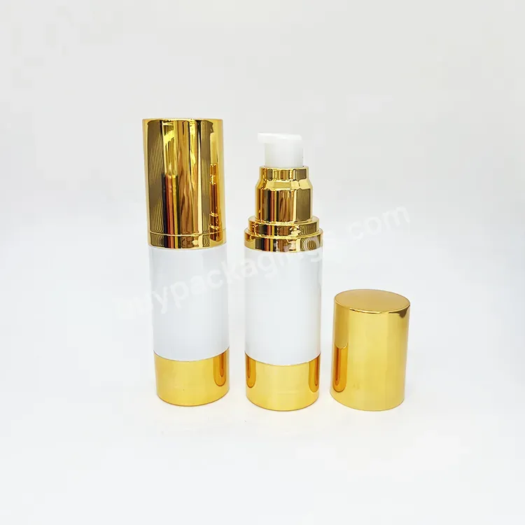 Custom 15/30/50 Ml Gold Color Airless Cosmetics Empty Bottle Pump Plastic Processing Convenient Travel Bottle Airless Vacuum