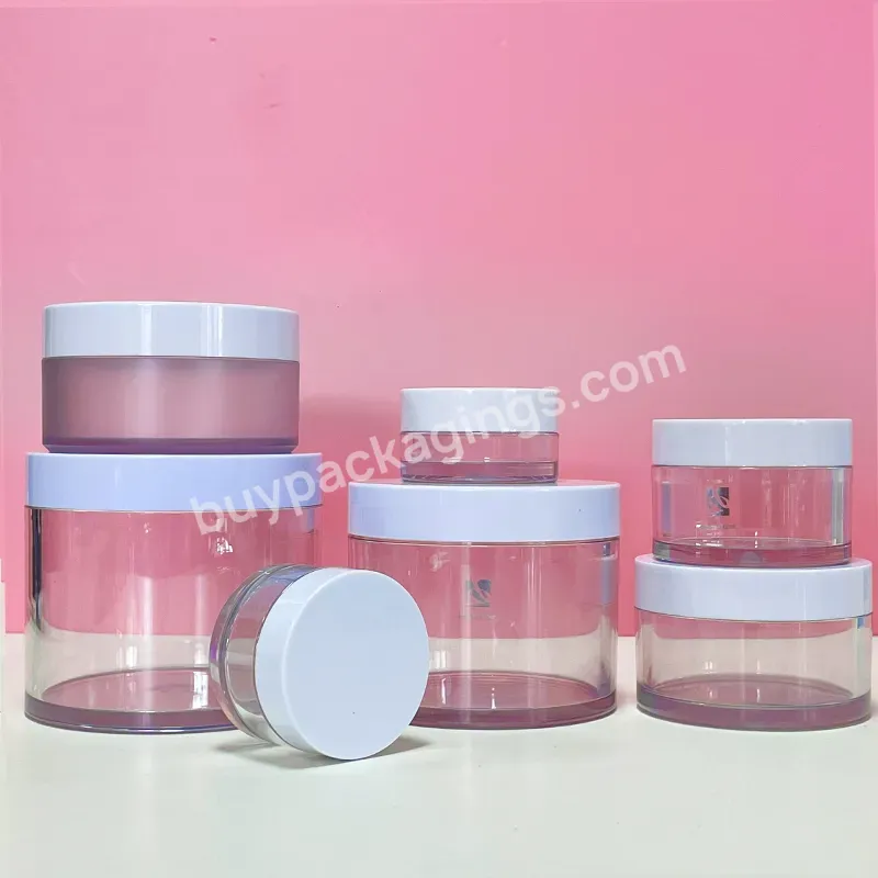 Custom 15g 20g 30g 50g 100g Pet Plastic Cosmetic Cream Clear Transparent Frost Jars With White Lids For Skincare Packaging