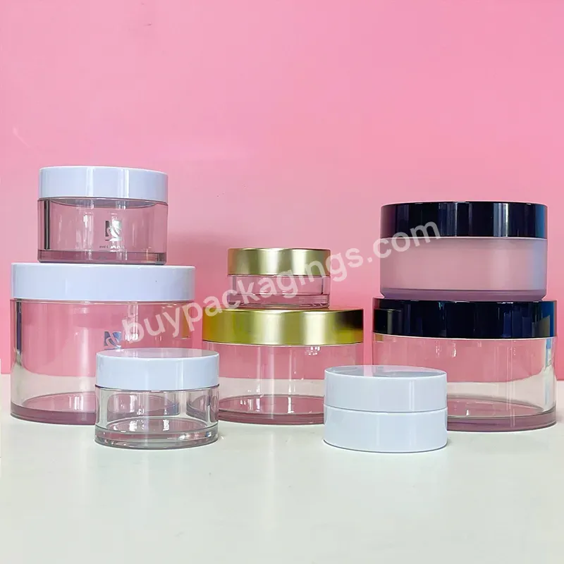 Custom 15g 20g 30g 50g 100g Pet Plastic Cosmetic Cream Clear Transparent Frost Jars With White Lids For Skincare Packaging