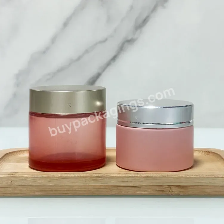 Custom 15ml 30ml 1oz Cream Jar Frosted Pink Container For Body Butter Scrub In Frosted Pink And Silver Lid