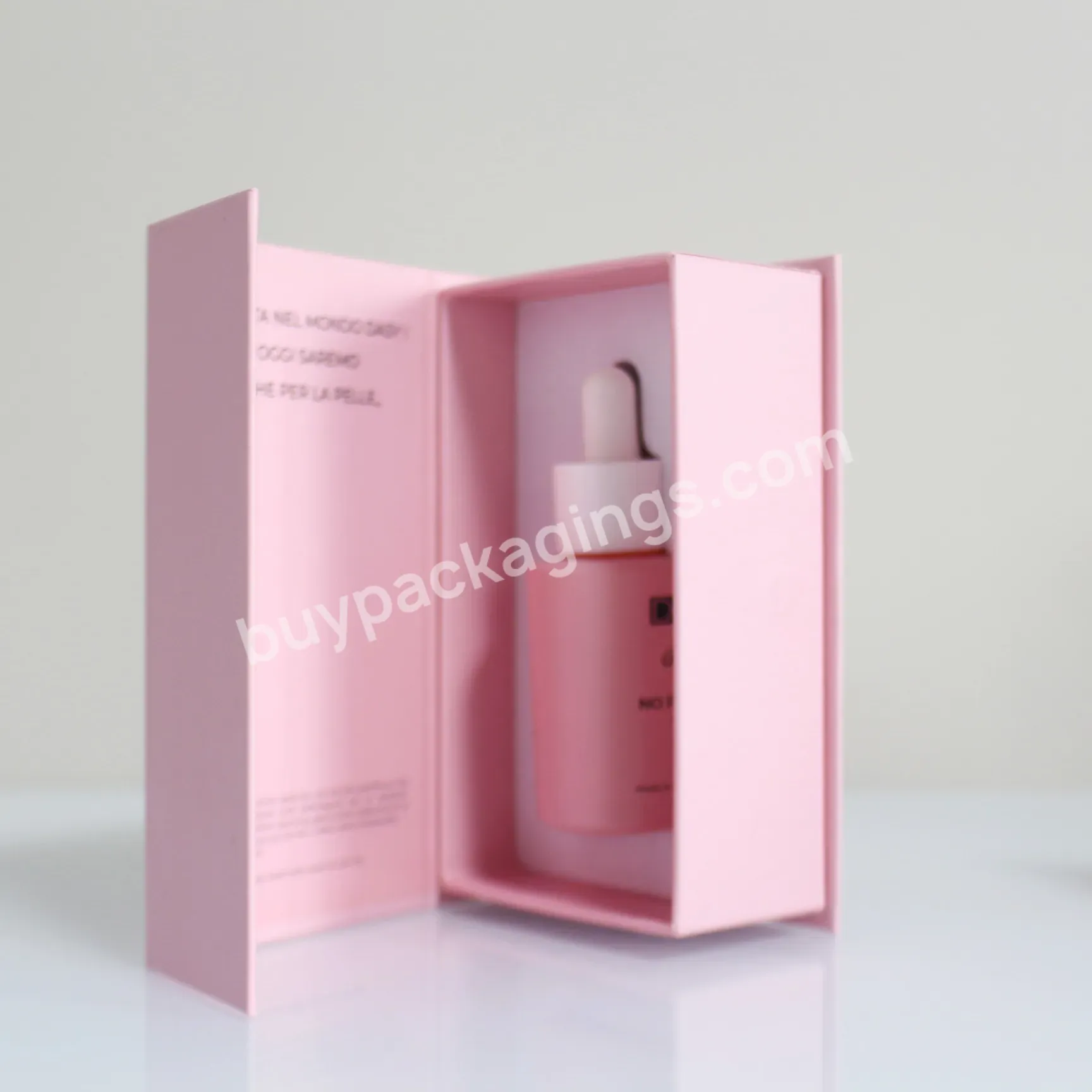 Custom 15ml 30ml 1oz Flat Shoulder Pink Thick Hair Oil Serum Glass Dropper Bottle With Box For Essential Oil