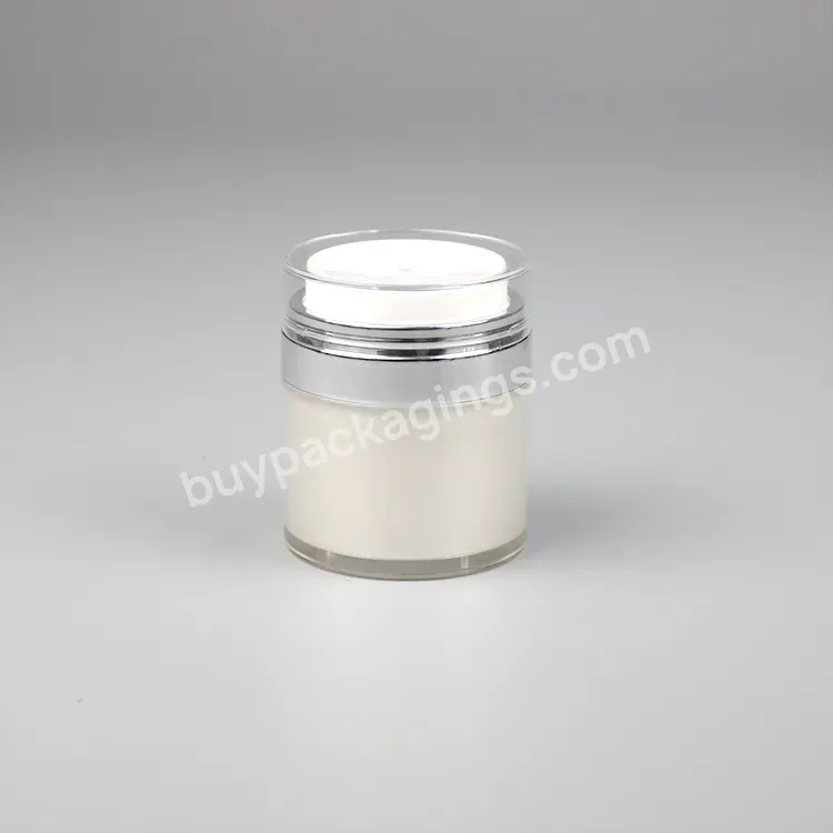 Custom 15ml 30ml 50ml 15g 30g 50g 1 Oz 15 30 50 Ml Empty Press Push Airless Cream Jar With Pump For Cosmetic Packaging Container