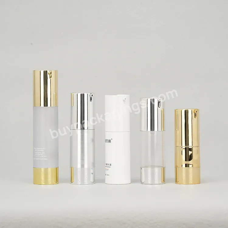 Custom 15ml 30ml 50ml 80ml 100ml 120ml Airless Pump Lotion Bottle With U Shape Silver Pump Cap For Cosmetic Skincare