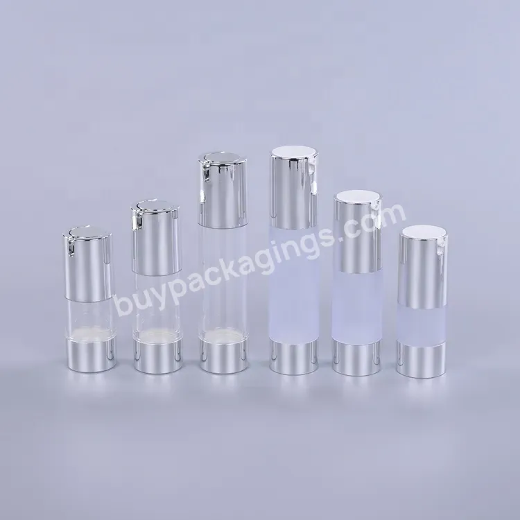 Custom 15ml 30ml 50ml 80ml 100ml 120ml Airless Pump Lotion Bottle With U Shape Silver Pump Cap For Cosmetic Skincare