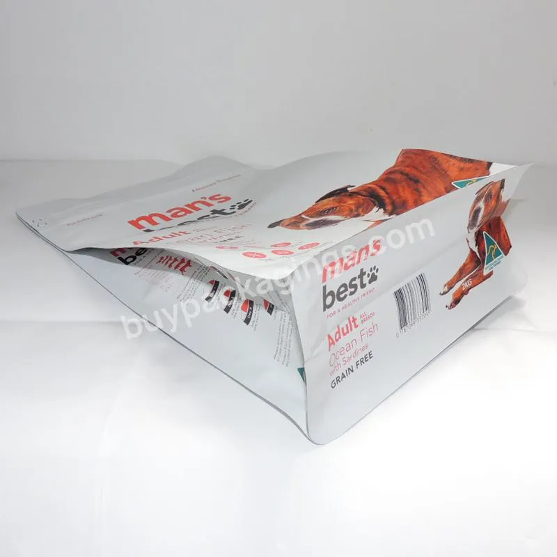Custom 1kg 2kg 3kg 5kg 10kg 15kg 20kg Aluminum Foil Flat Bottom Gusset Feed Pouch Pet Dog Cat Food Packaging Bag