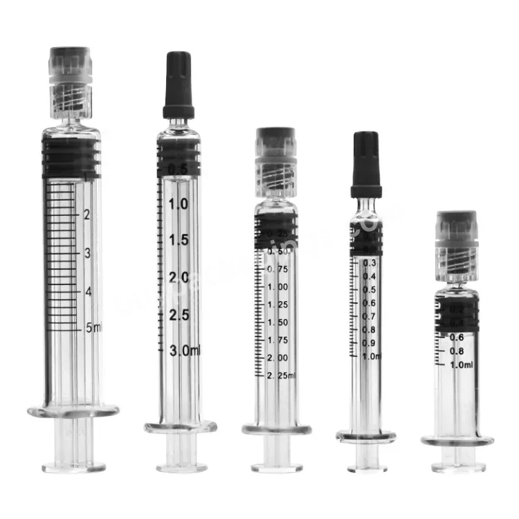 Custom 1ml Slim 1ml 2.25ml 3ml 5ml 10ml Borosilicate Plastic Metal Luer Lock Glass Prefilled Syringe Packaging Oil Syringe