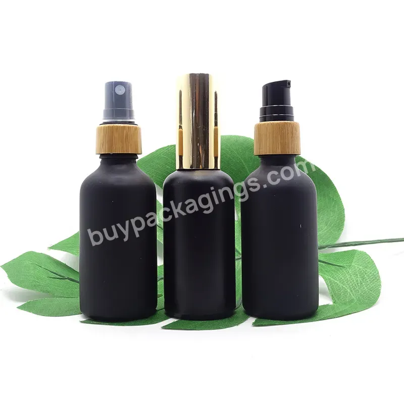 Custom 1oz 10ml 30ml 50ml 100ml Luxury Black Oil Glass Round Cosmetic Dropper Bottle For Face Care