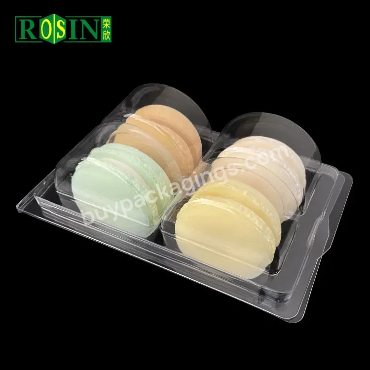 Custom 2 4 Disposable Pet Plastic Clam Shell Blister Clear Food Grade Macaron Box Packaging