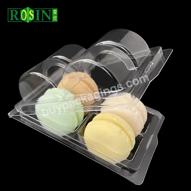 Custom 2 4 Disposable Pet Plastic Clam Shell Blister Clear Food Grade Macaron Box Packaging