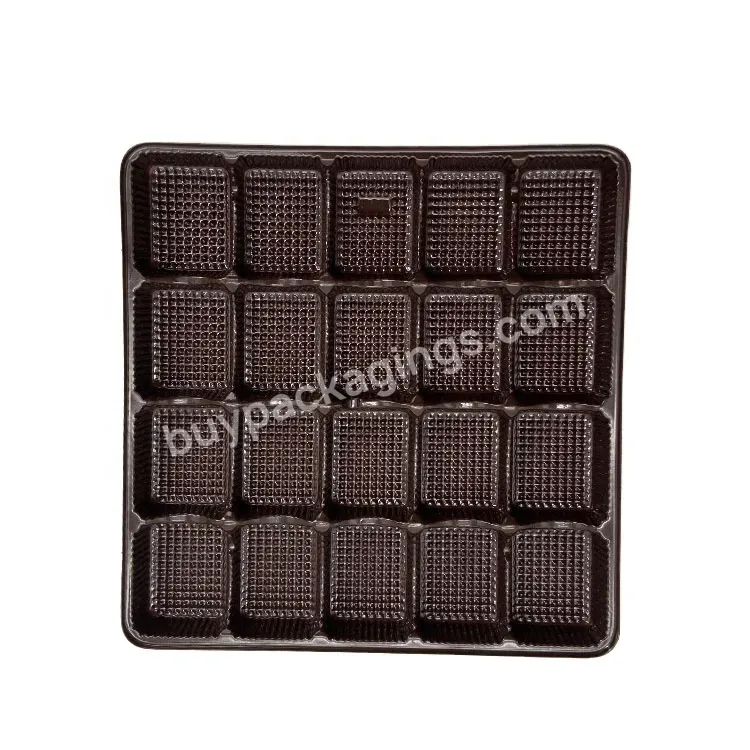 Custom 20 Cavity Brown Disposable Blister Plastic Truffles Chocolate Container Insert Tray Food Grade With Lid