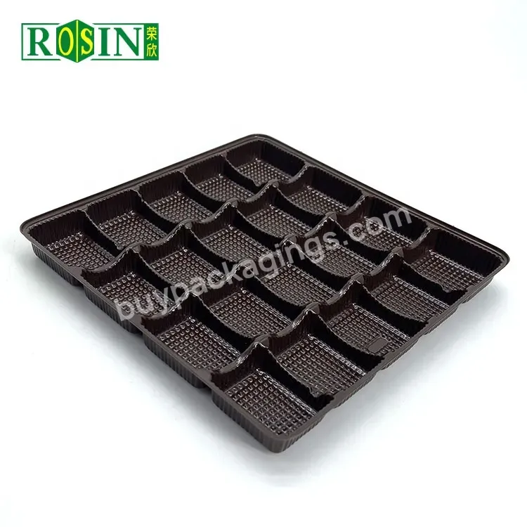 Custom 20 Cavity Brown Disposable Blister Plastic Truffles Chocolate Container Insert Tray Food Grade With Lid