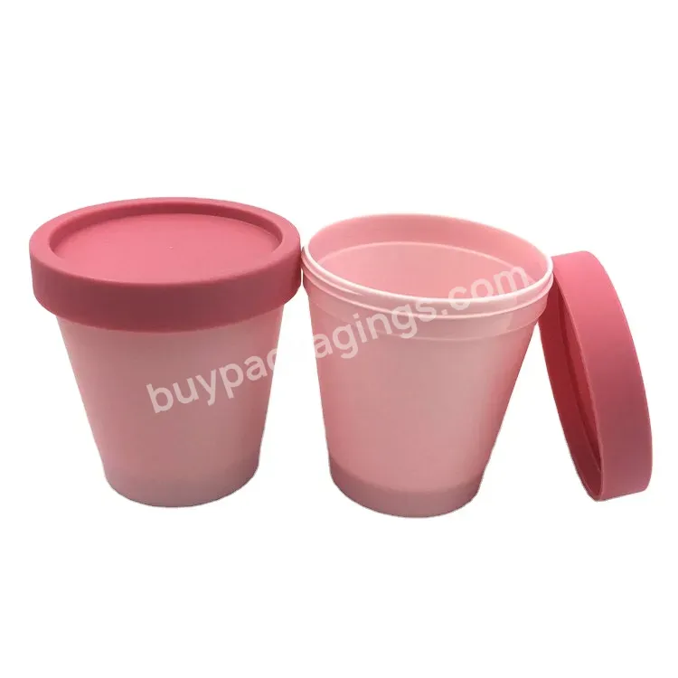 Custom 200ml 100ml 50ml 8oz Empty Luxury Plastic Scrub Cream Jars Matte Pink White Ice Cream Containers For Makeup