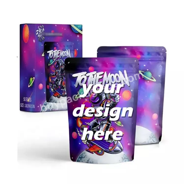 Custom 2023 New Design Smell Proof Mylar Bags Printed Stand Up Zipper Foil Child Resistant Packaging Pouches With Gram Bags