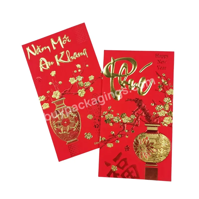 Custom 2024 Chinese New Year Lucky Red Envelope Lucky Red Money Envelope Packet With Your Logo - Buy Red Envelope,Red Packet,Lucky Red Money Envelope.