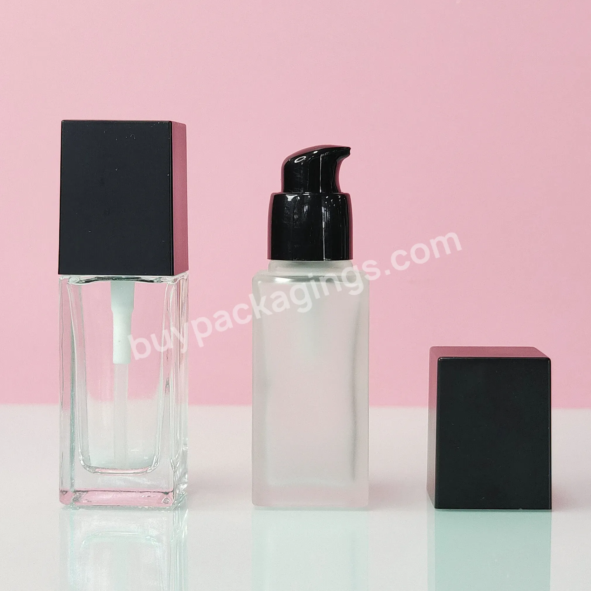 Custom 20ml 30ml 40ml Cosmetic Packaging Frosted Empty Serum Lotion Liquid Foundation Glass Bottle With Pump