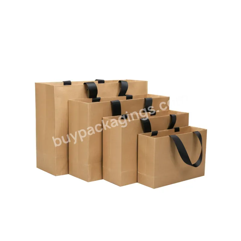 Custom 250g White Paper Gift Handle Shopping Bags With Ribbon Your Own Logo Printed Lovely Paper Party Bag