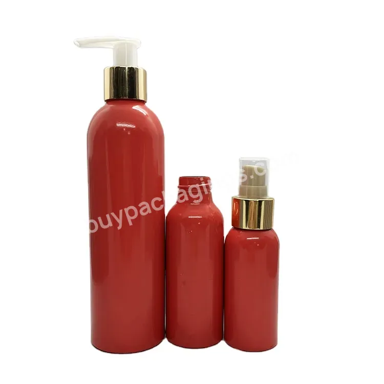 Custom 250ml Shiny Red Color Aluminum Oil Perfume Spray Bottle For Cosmetic Packaging/lotion Pump Sprayer Bottle Manufacturer