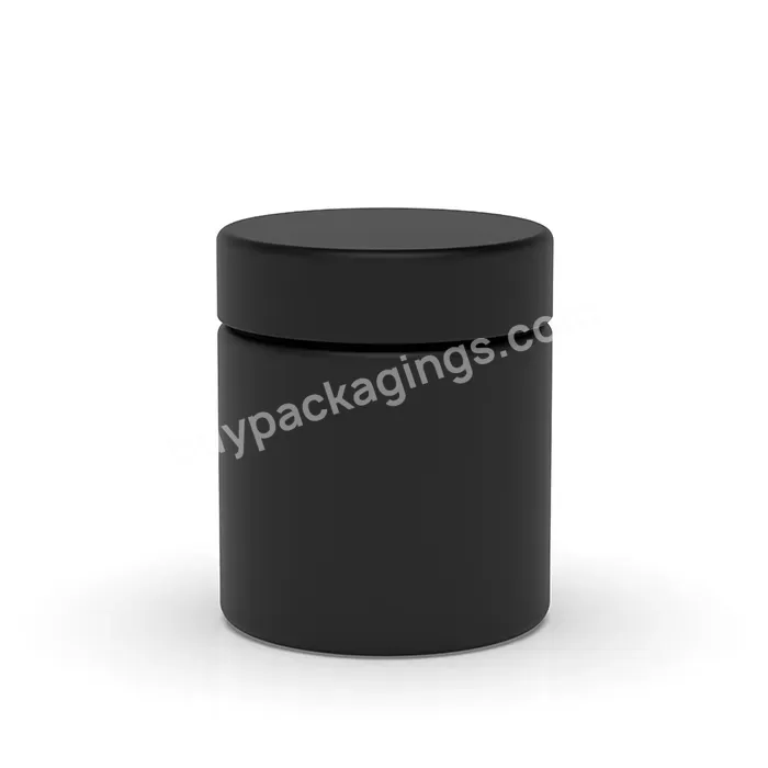 Custom 2oz 3oz 4oz 5oz Child Resistant Frosted Matte Black Glass Container Jars With Smell Proof Lid