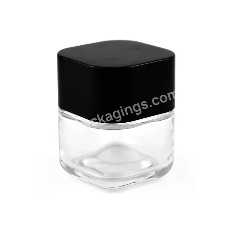 Custom 2oz 3oz 4oz Child Resistant Flower Packaging Cube Square Glass Jars With Airtight Smell Proof Lid