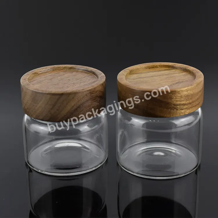 Custom 2oz 3oz 4oz Child Resistant Glass Storage Container Jars With Smell Proof Wooden Lids - Buy Jar Glass Container Jar Child Proof Bottled Glass Jar Food Smell Proof Jar Storage Bottles & Jars Custom Glass Jar,Child Proof Jar With Wooden Lid Cont