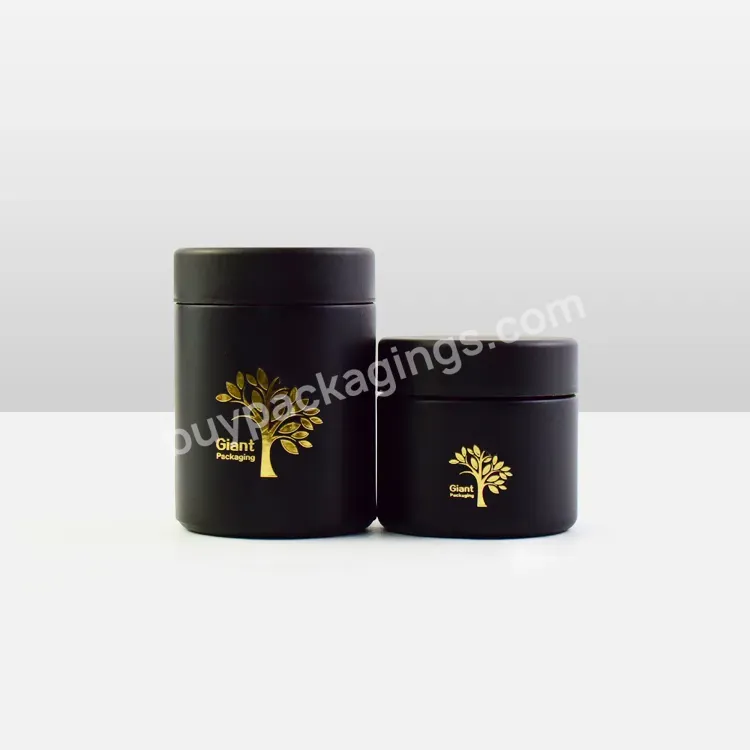 Custom 2oz 3oz 4oz Round Black Child Proof Food Glass Container Canister Airtight Round Glass Jar With Plastic Lid