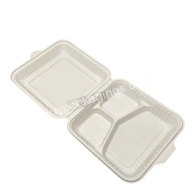 Custom 3 4 Compartment Hinged Clamshell Biodegradable Take Away Disposable Bento Lunch Box Plastic Food Meal Prep Containers