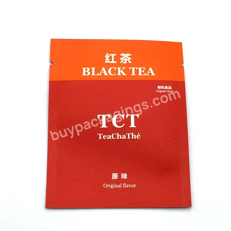 Custom 3 Side Seal Bag Kraft Paper Biodegradable Empty Tea Sachet Three Side Heat Seal Tea Coffee Packaging Bag