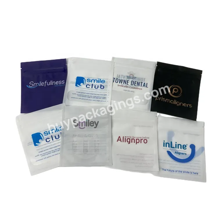 Custom 3 Side Seal Teeth Whitening Accessories Packaging Bags Clear Aligners Packaging Ziplock Bags