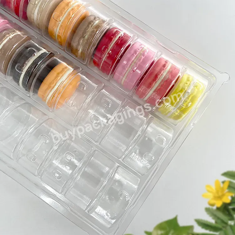 Custom 30 Cavity Macaron Biscuit Container Tray Clear Plastic Blister Packaging With Lid