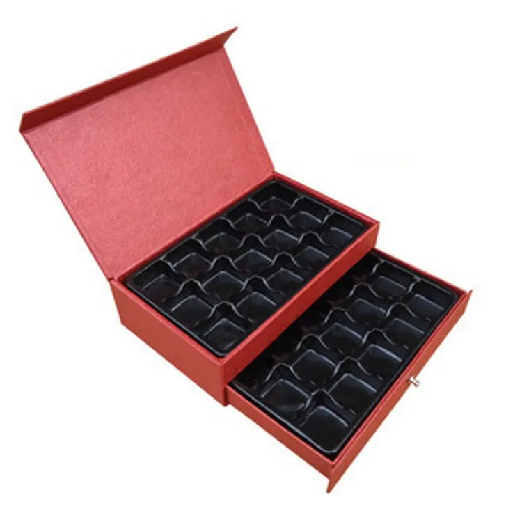 Custom 30 Grain High-grade Double Layer Cardboard Magnetic DIY Truffle Chocolate Gift Box With Drawer  Plastic Tray