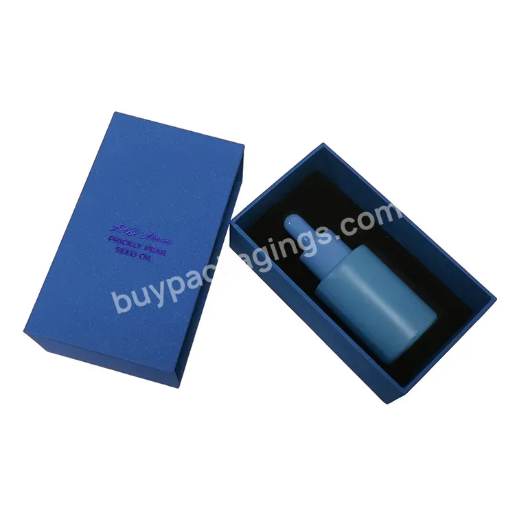 Custom 30 Ml Flat Shoulder Frosted Glass Serum Dropper Bottle Luxury Cardboard Packaging Box For Essential Oil Bottle