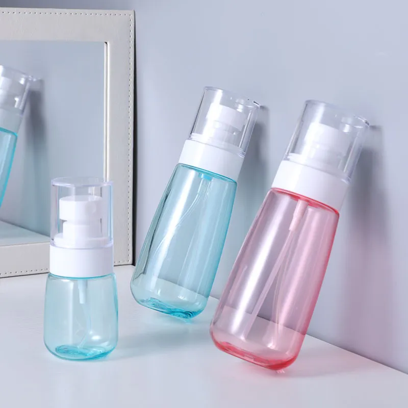 Custom 30ml 100ml travel portable alcohol plastic disinfection spray press hand sanitizer storage makeup remover lotion bottle