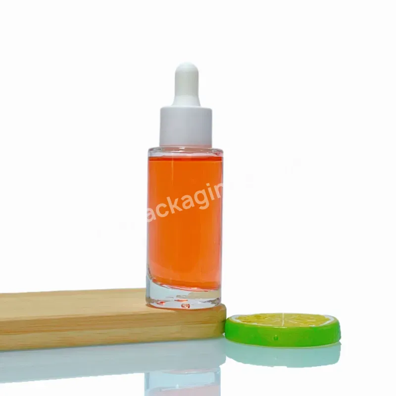 Custom 30ml Essential Oil Bottle Transparent Clear Thick Bottomed Glass Cosmetic Serum Dropper Bottle Essence Oil Bottle