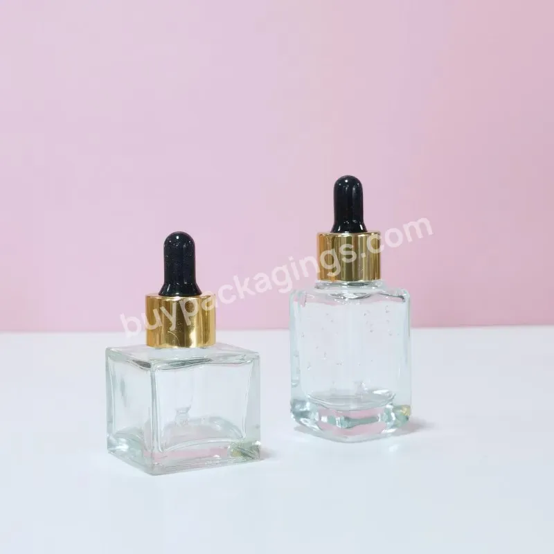 Custom 30ml Square Rectangle Empty Essential Oils Cuticle Oil Glass Dropper Bottle Serum Bottles