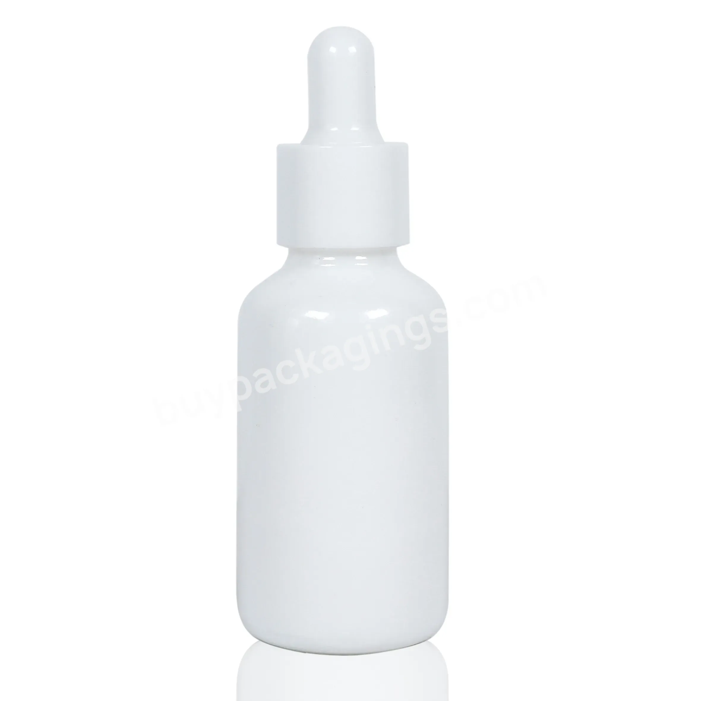 Custom 30ml White Porcelain Dropper Bottle Wholesale Empty Cosmetic Glass Dropper Essential Oil Bottles