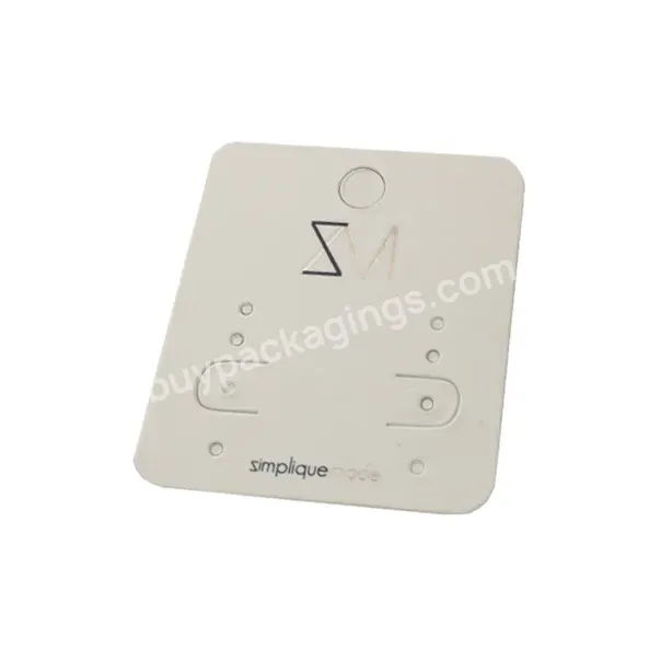 Custom 350gsm White Cardboard Jewelry Earring Display Card Earring Cards With Silver Foil Logo