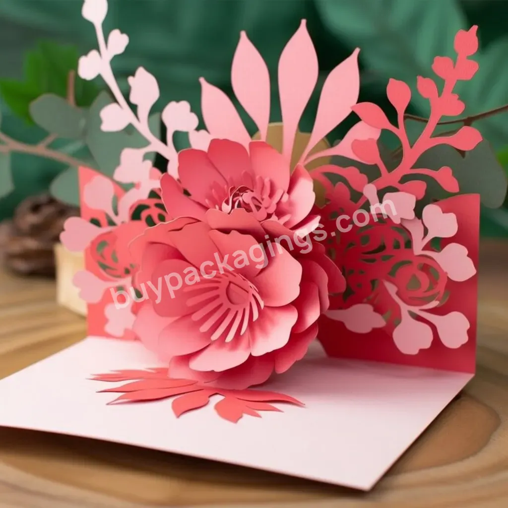 Custom 3d Popup Thank You Cards Special Gift Pop Up Card Flower Lily Mother's Day Greeting Cards