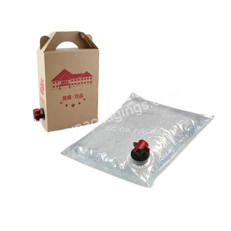 Custom 3l 5l 10l 20l Foil Bag Packaging In A Box Aseptic Fruit Juice Drink Wine Coffee Bib Bag In Box