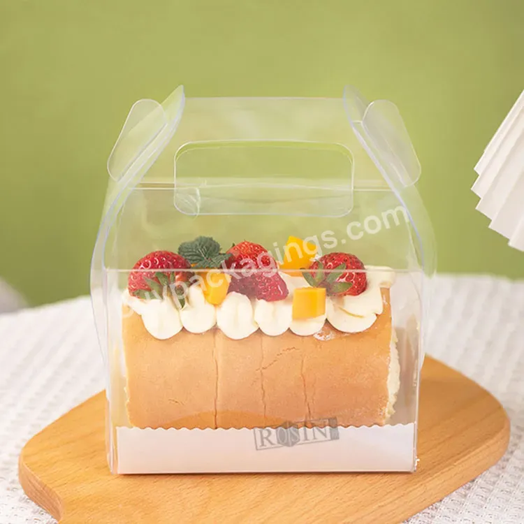 Custom 4 5inch Portable Transparent Cake Boxes Clear Square Plastic Pet Carry Individual Decoration Packaging Box With Handle