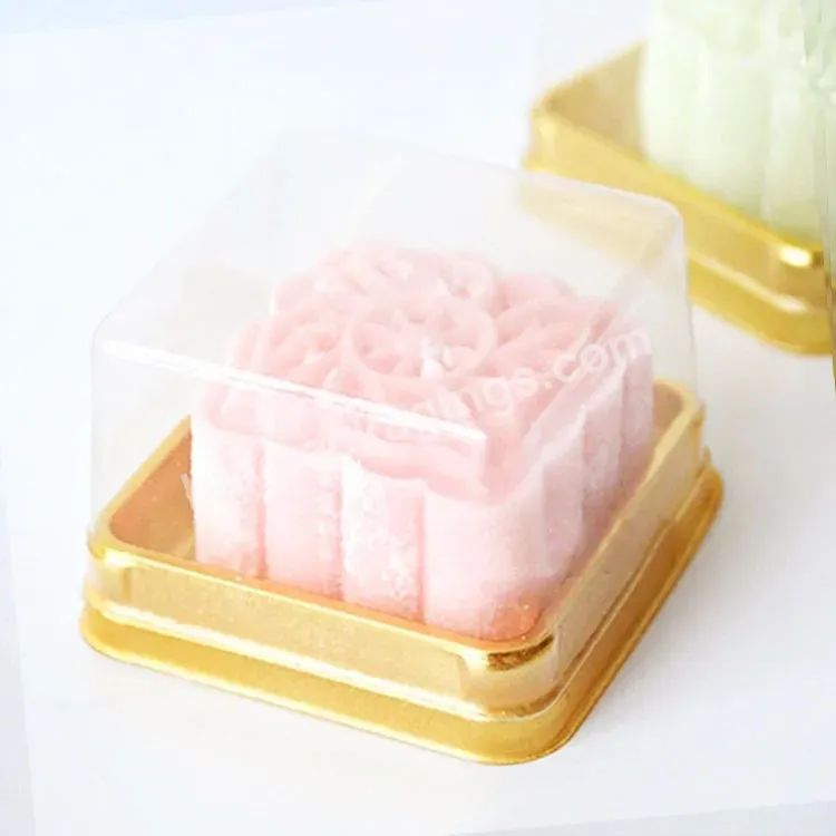 Custom 4 Cavities Gold 100 Gram Blister Square Disposable Divided Mooncake Plastic Packaging Tray