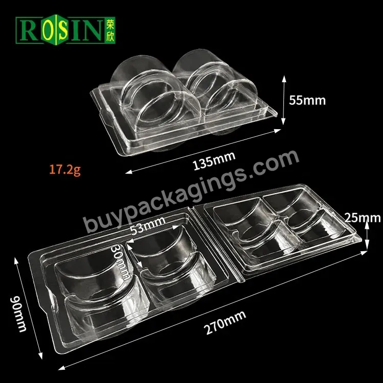 Custom 4 Cavity Clamshell Clear Food Container French Plastic Macaron Cookie Packaging